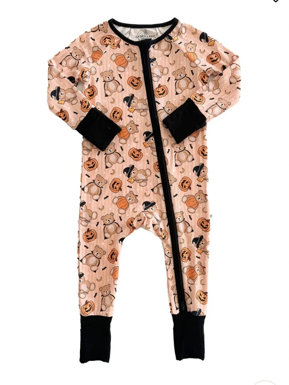 Caden Lane Halloween Beary Scary Bamboo Convertible Zip Romper Pajama NWT
